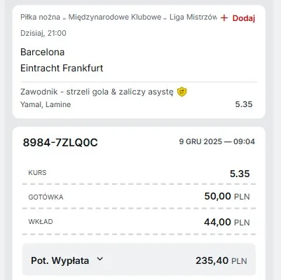 Kupon Superbet Yamal 09.12.