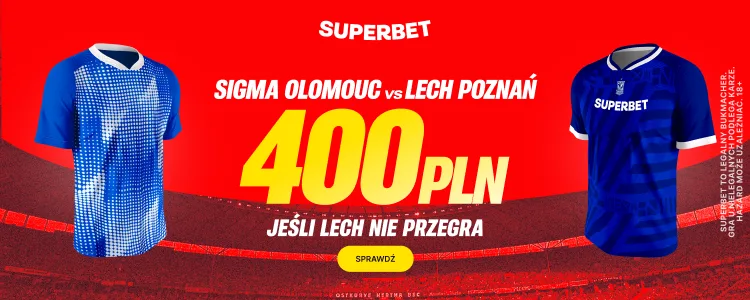 Baner Superbet na remis lub wygraną Lecha z Sigmą