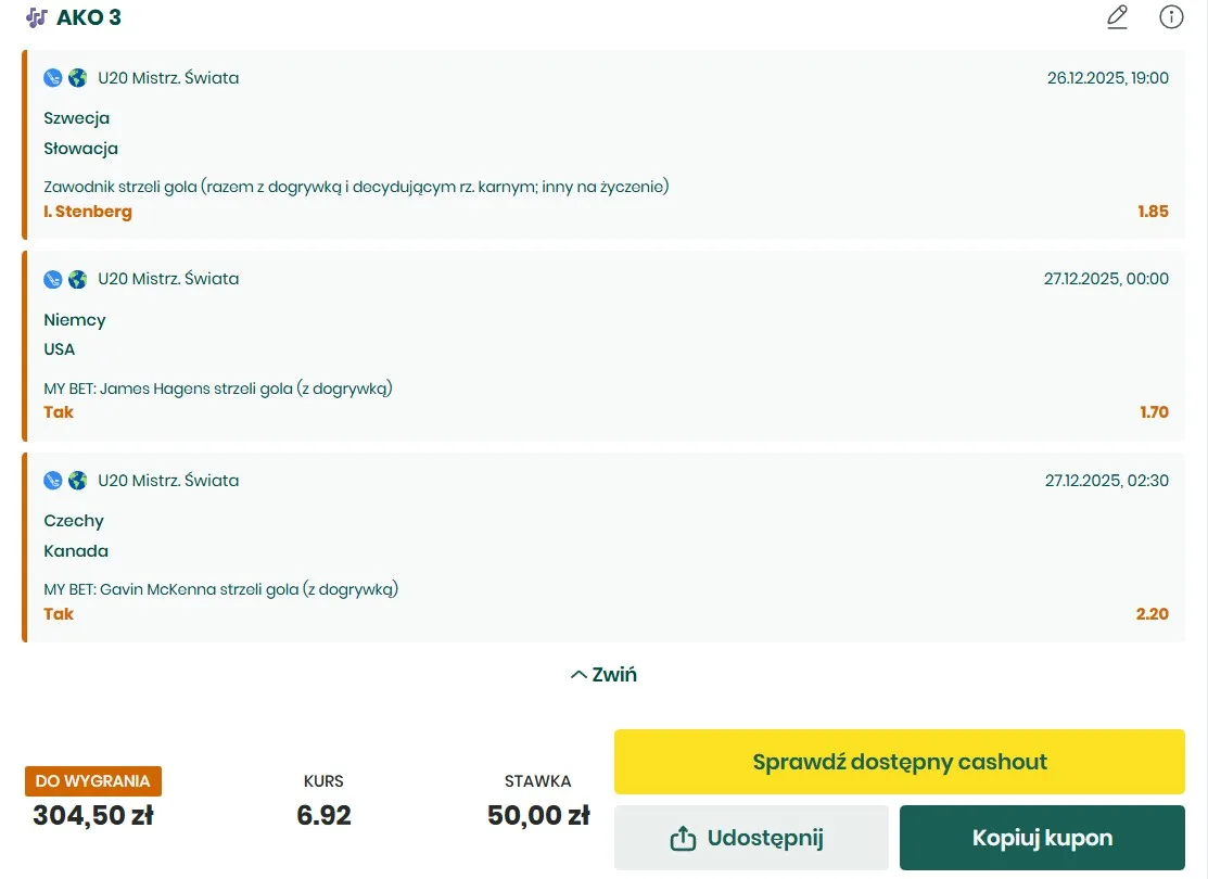 Kupon BETFAN strzelcy 26.12.