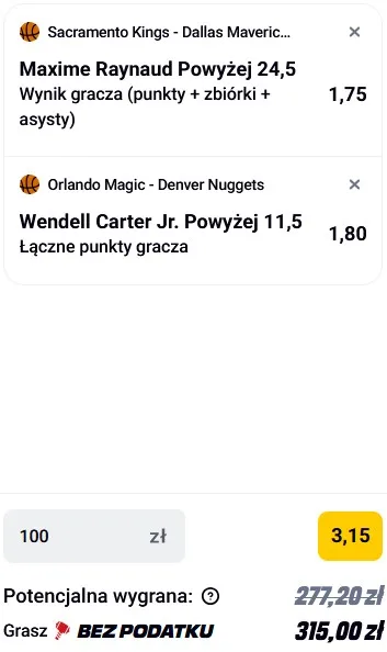 Kupon NBA w Betclic w dniu 27.12.2025