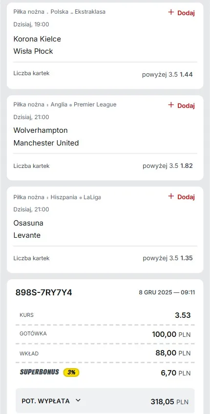 Kupon pilka Superbet
