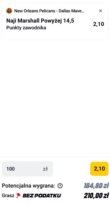 Kupon NBA w Betclic w dniu 22.12.2025