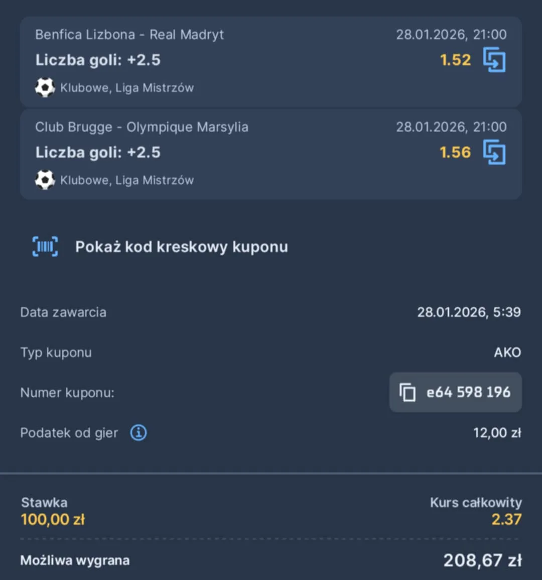 Kupon double LM 28.01.2026