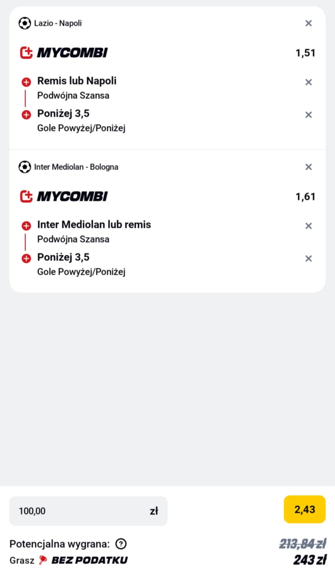 Kupon double Serie A, 04.01.2026