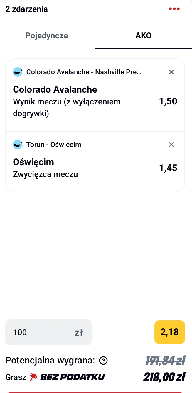 kupon thl nhl betclic