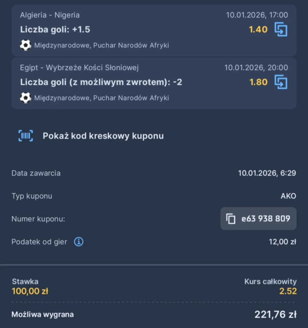 Kupon double PNA, 10.01.2026