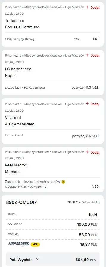 Kupon LM Superbet 20.01.