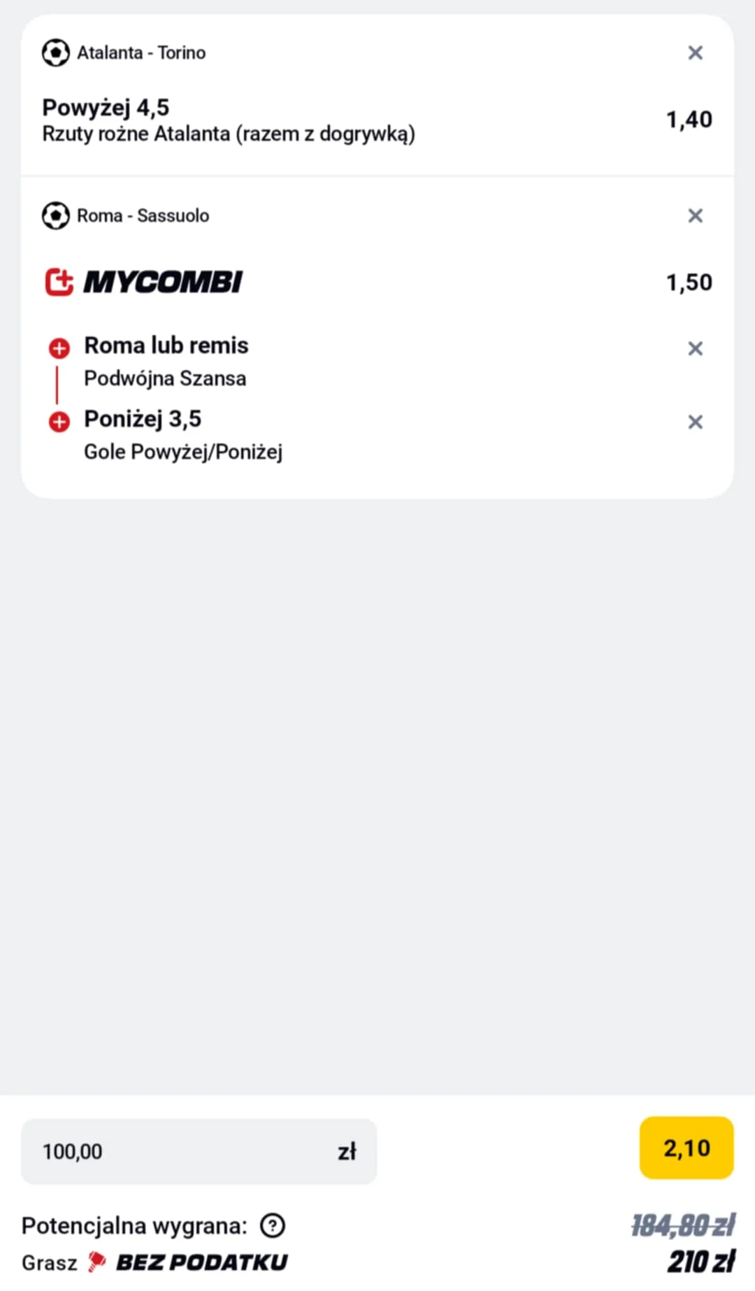 Kupon double Serie A, 10.01.2026