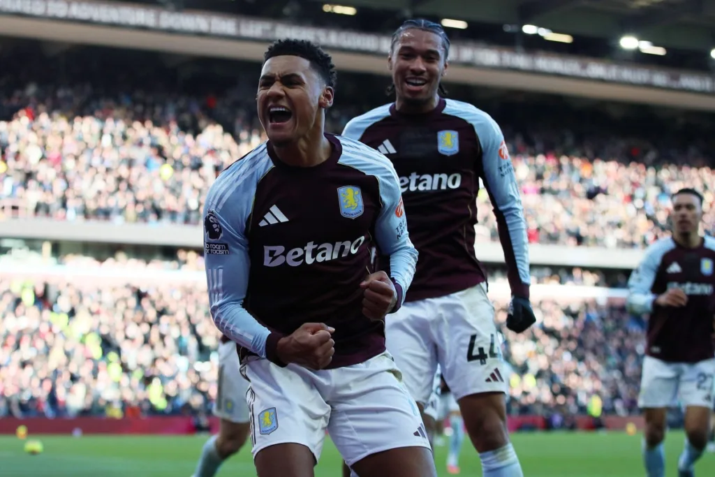 Grafika przedstawiająca radosnego piłkarza.