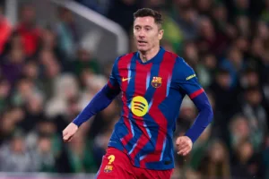 Grafika przedstawiająca piłkarza FC Barcelony.