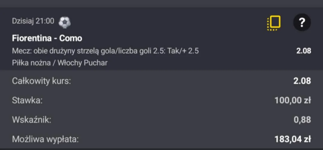 Kupon solo Coppa Italia, 27.01.2026