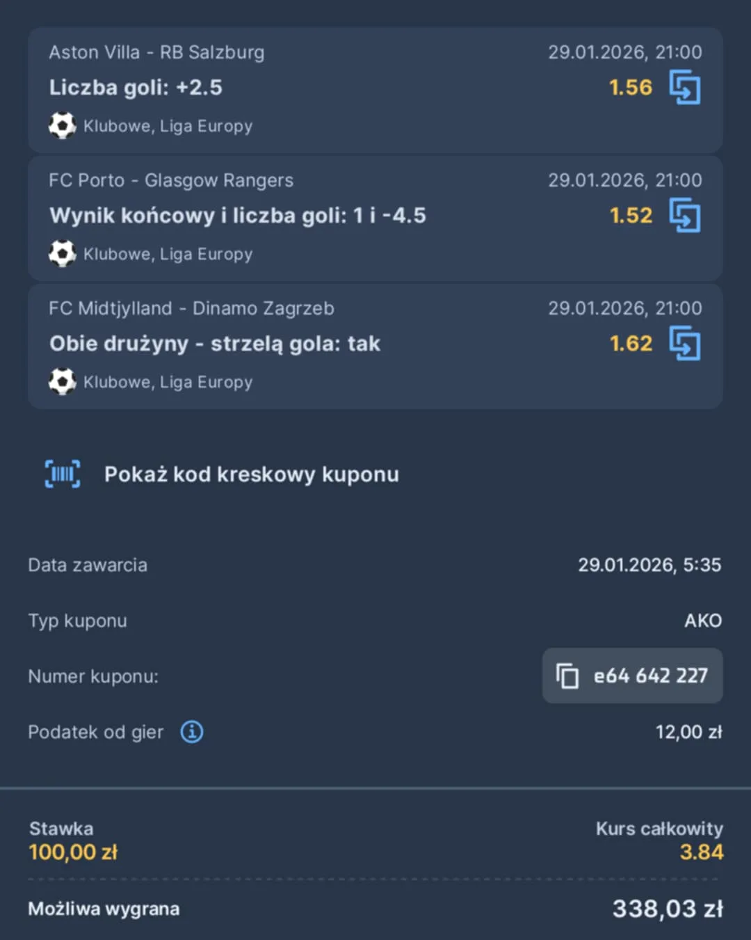 Kupon triple LE, 29.01.2026