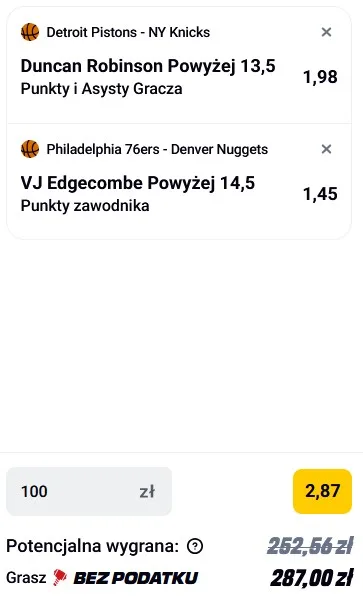 Kupon NBA w Betclic w dniu 05.01.2025