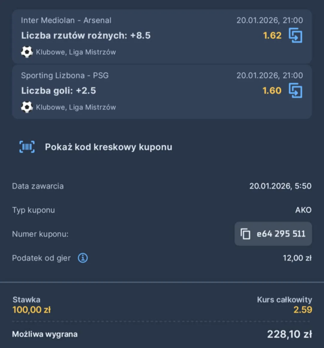 Kupon double LM, 20.01.2026