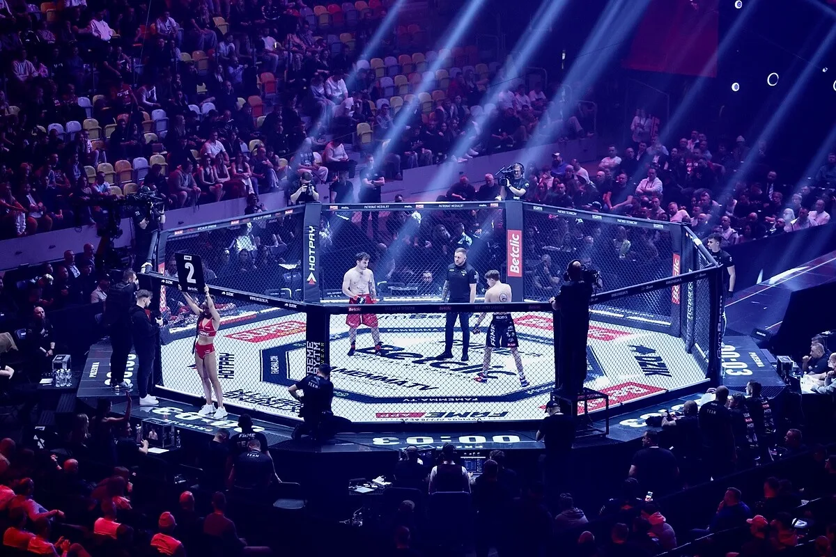 MMA arena under lights