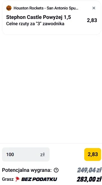 Kupon NBA w Betclic w dniu 28.01.2026