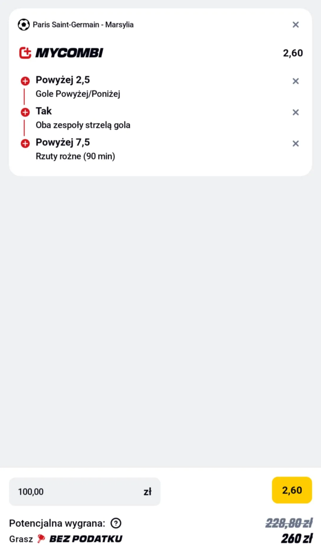 Kupon solo Superpuchar Francji, 08.01.2026