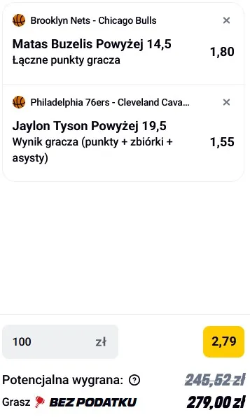 Kupon NBA w Betclic w dniu 16.01.2026