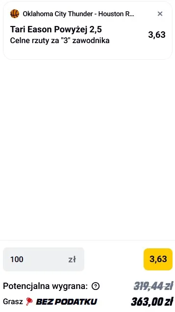 Kupon NBA w Betclic w dniu 07.02.2026