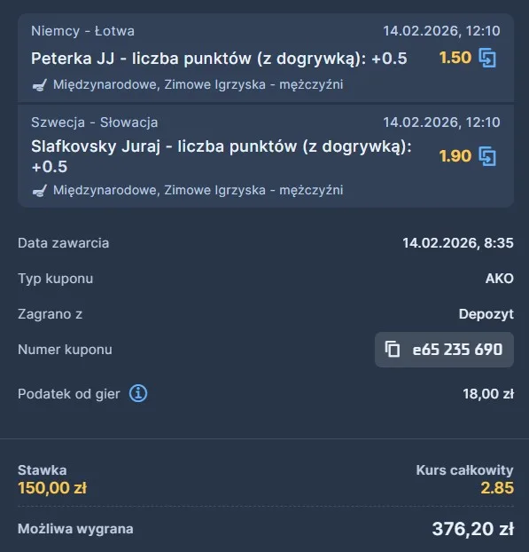 Kupon STS hokej 14.02.