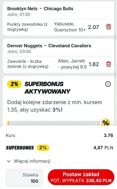 Kupon NBA w Superbet w dniu 09.02.2026
