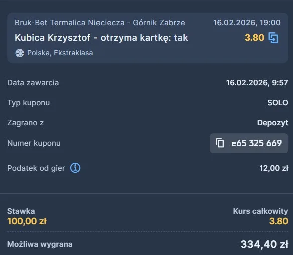 Kupon STS Ekstraklasa 16.02.