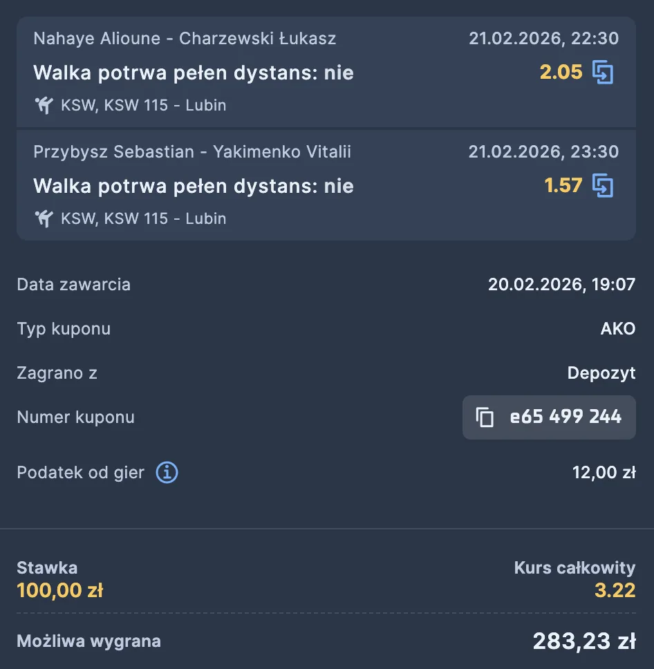 STS kupon na KSW 115