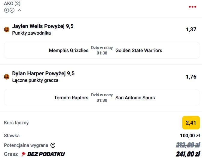 Kupon NBA w Betclic w dniu 25.02.26