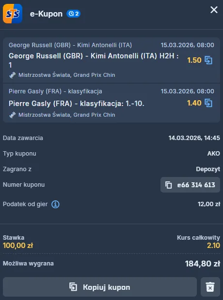 kupon-double-sts-xtb-ksw-116-george-russell-pierre-gasly