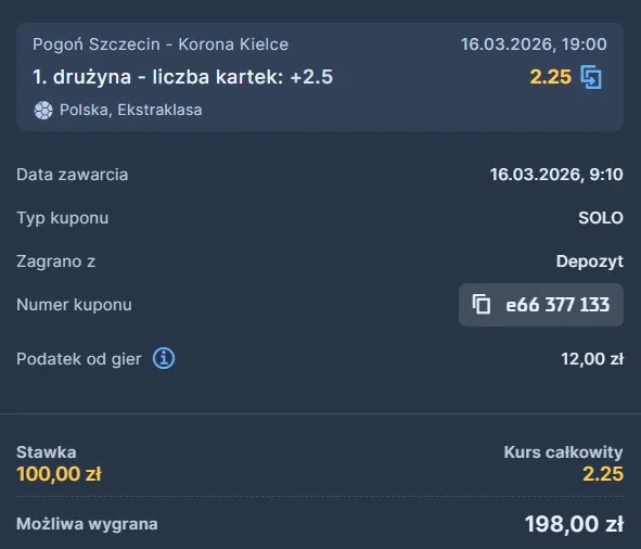 Kupon STS Ekstraklasa 16.03.
