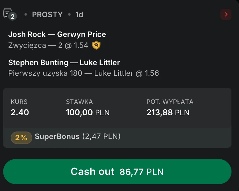 kupon darts superbet