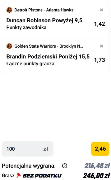 Kupon NBA w Betclic w dniu 25.03.26