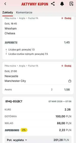 Kupon Superbet Zagranie