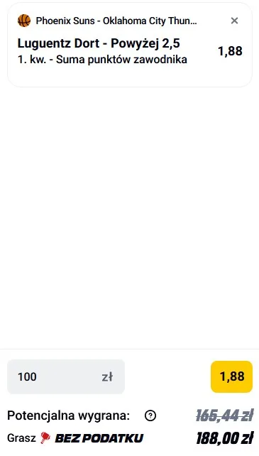 Kupon NBA w Betclic w dniu 27.04.26