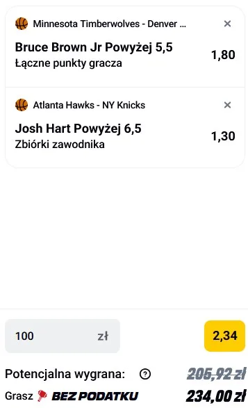 Kupon NBA w betclic w dniu 23.04.26