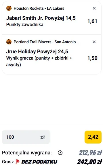 Kupon NBA w Betclic w dniu 24.04.26