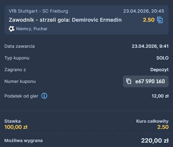 Kupon DFB Pokal STS 23.04.