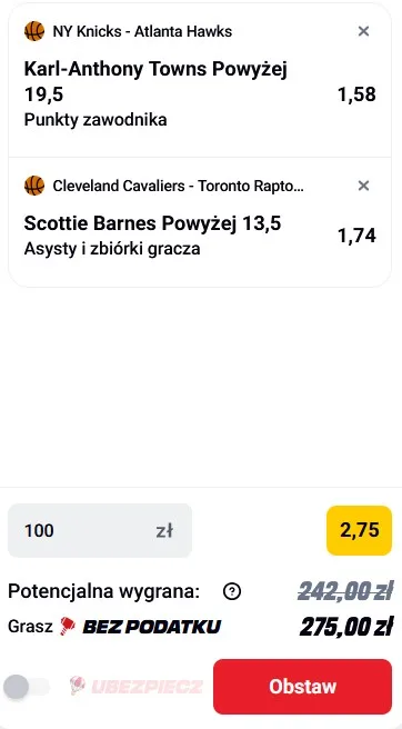 Kupon NBA w Betclic w dniu 18.04.2026
