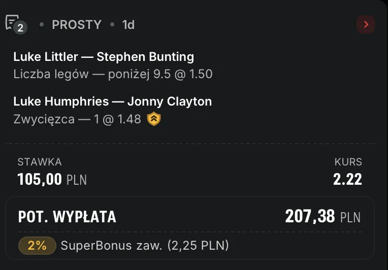 kupon superbet darts premier league