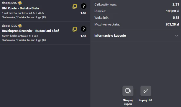 double-kupon-fortuna-tauronliga-uni-opole-bks-developres-rzeszow-budowlani-lodz