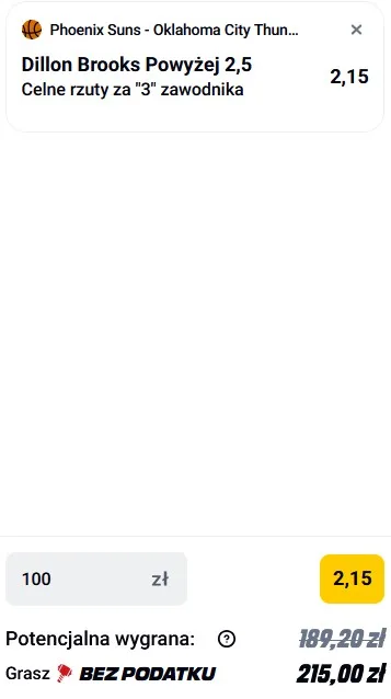 Kupon NBA w Betclic w dniu 25.04.26