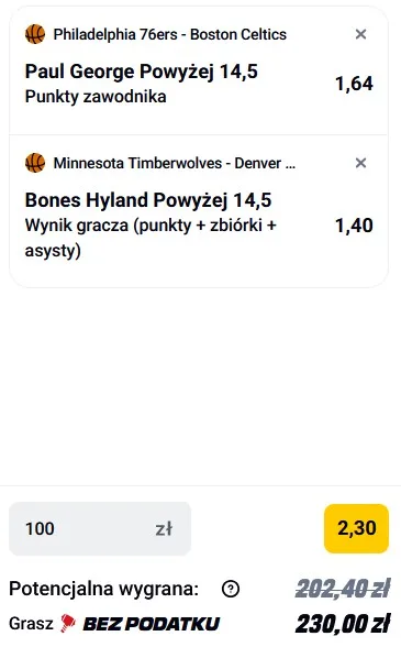 Kupon NBA w Betclic w dniu 30.04.26