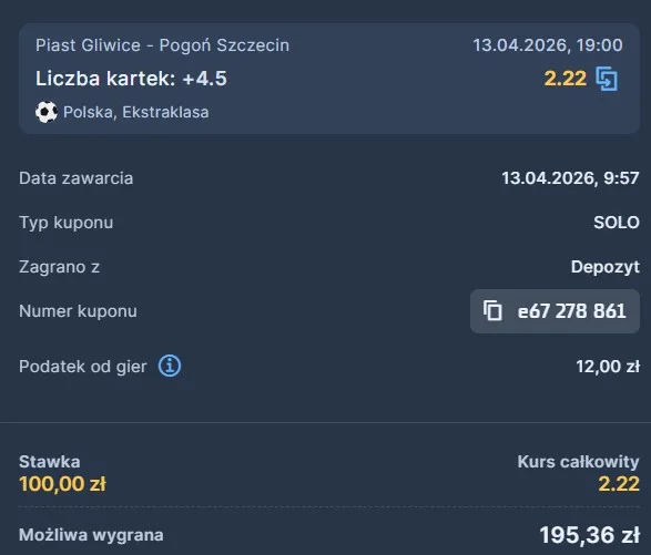 Kupon STS Ekstraklasa 13.04.