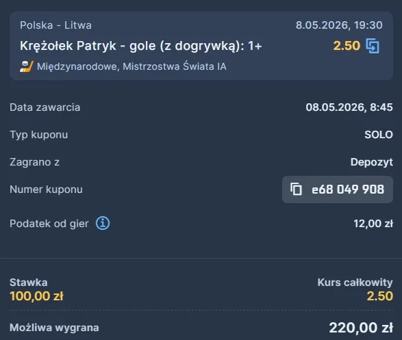 Kupon STS 08.05. hokej