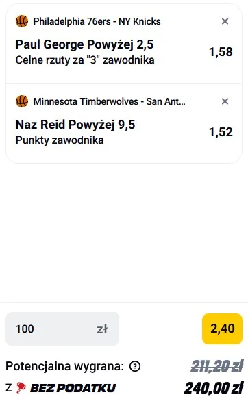 Kupon NBA w Betclic w dniu 10.05.26