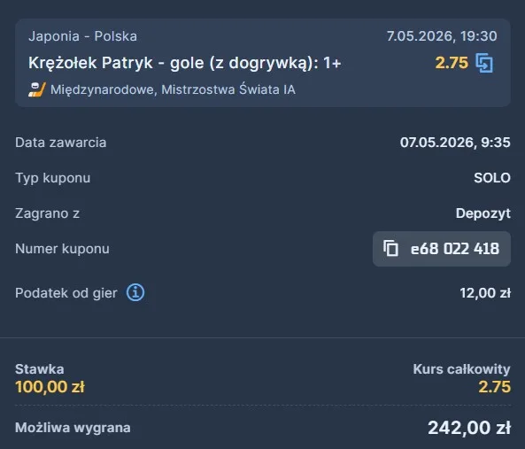 Kupon STS hokej 07.05.
