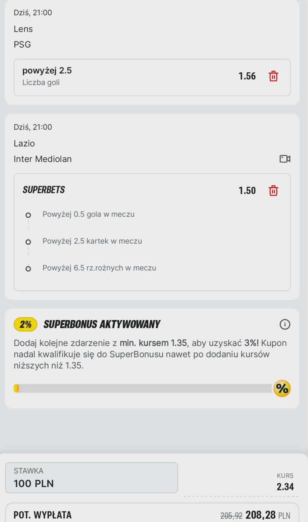 Kupon double Coppa Italia, Ligue 1, 13.05.2026