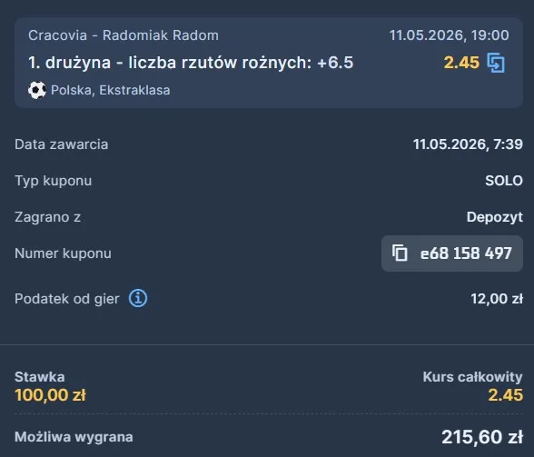 Kupon STS Ekstraklasa 11.05.