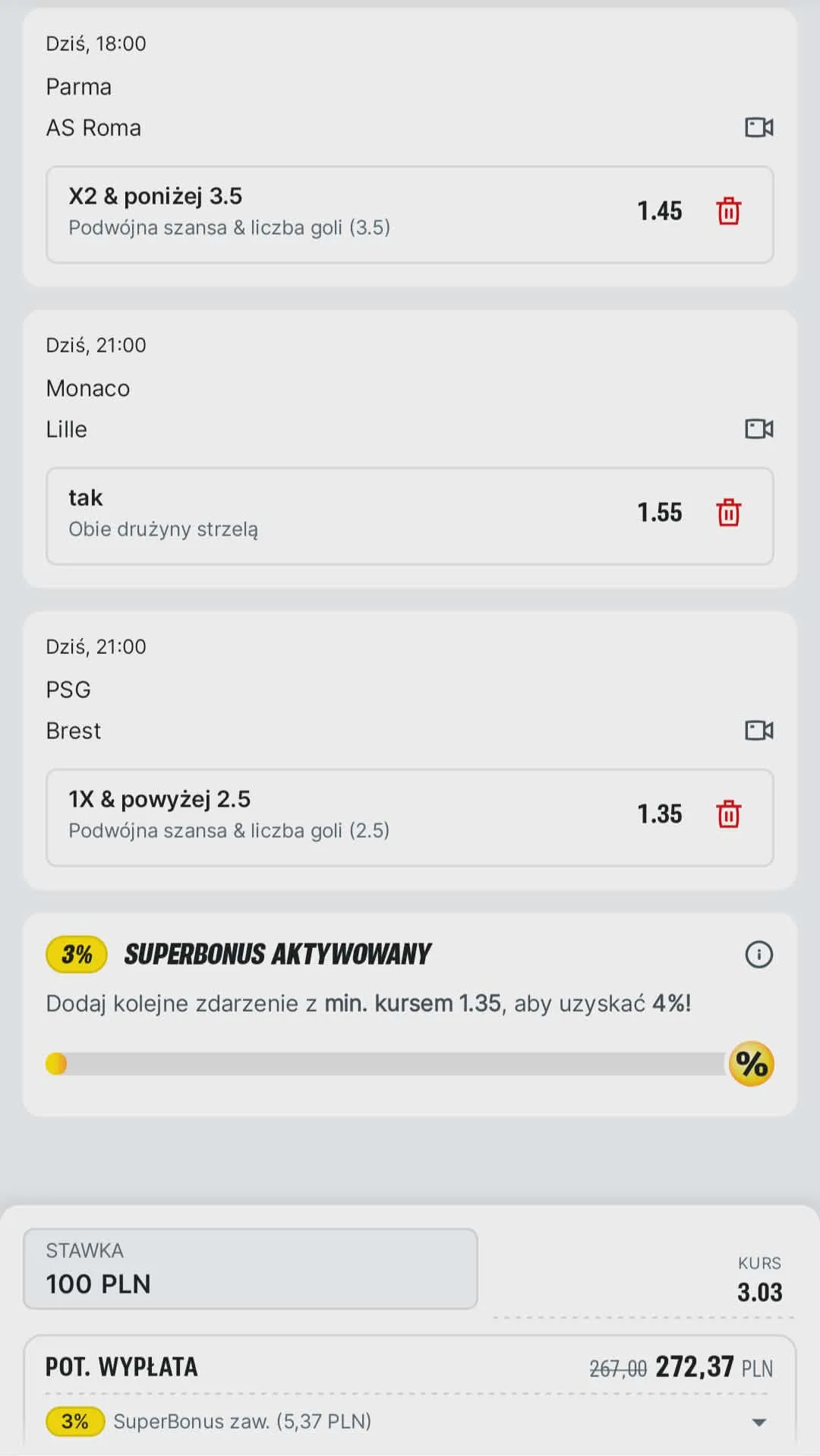 Kupon triple Serie A, Ligue 1, 10.05.2026