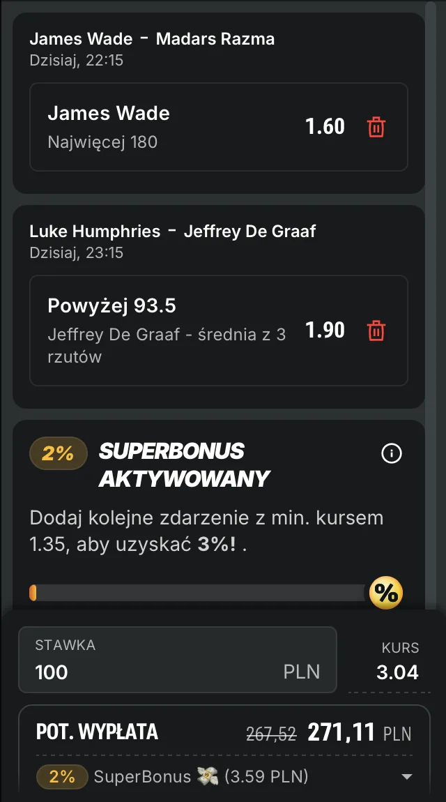 kupon darts superbet